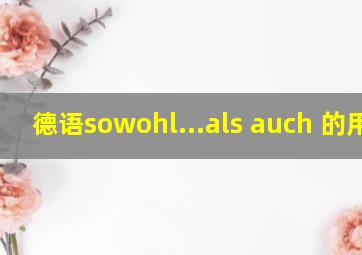 德语sowohl...als auch 的用法